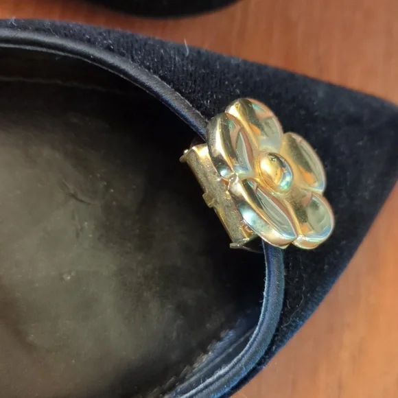 Vintage gold color shoe clips metal flower floral Spain - Picture 5 of 6